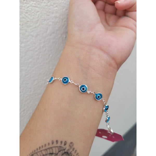 Pulseira Olho Grego  Modelos Banhada a Prata 925 Legítima (Envio Em 24 Horas)