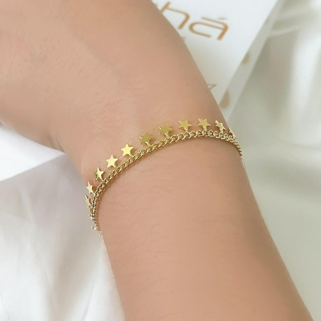 Pulseira de Estrelas Banhada A Ouro 18k Ditadelah - Ditadelah