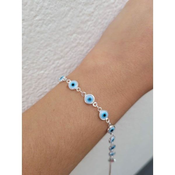 Pulseira Olho Grego  Modelos Banhada a Prata 925 Legítima (Envio Em 24 Horas)