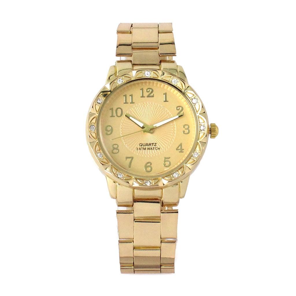 Relógio Quartz Feminino Ouro 18k + Colar e Brinco - Ditadelah